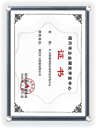 Certificado del Centro de Investigación y Desarrollo Empresarial de Shaoxing 2020-1